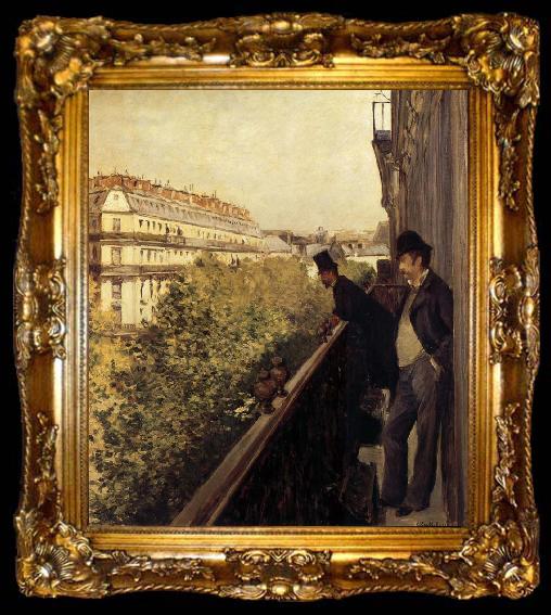 framed  Gustave Caillebotte The man stand on the terrace, ta009-2